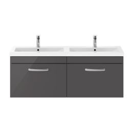 Fairford Carnation 1200mm Gloss Grey Wall Hung 2 Drawer Double Vanity Unit