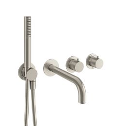 Crosswater MPRO Module 2 Outlet 2 Handle Shower Valve, Bath Spout and Handset Stainless Steel