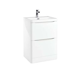 Fairford Carmel 600mm Gloss White Floorstanding Vanity Unit with Countertop and Basin